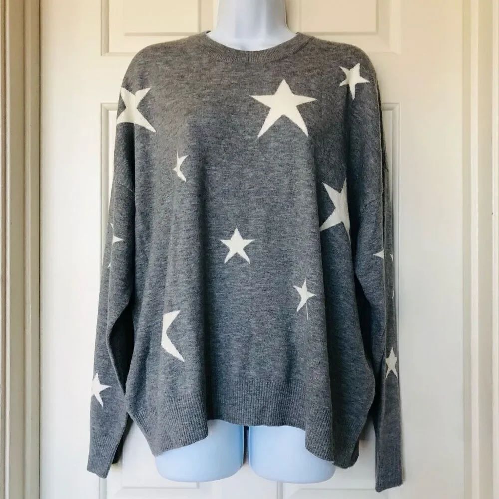 Colour Eighteen Women’s Round Neck Drop Sleeve Stars Sweater